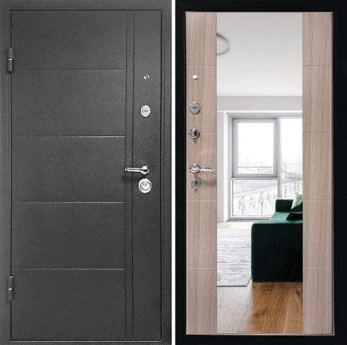 Входная дверь в квартиру Эверест Зеркало Сандал серый Входная дверь в квартиру Эверест Зеркало Сандал серый