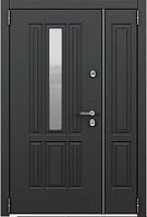 Двухстворчатая входная дверь в коттедж Snegir HOME SNG-1 ЛКП Темный пепел со стеклом