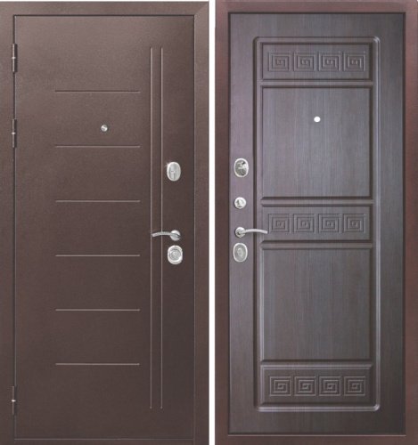 Металлическая дверь 10 см Троя медный антик Венге