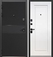 Люксор 2МДФ Черный карбон, вставка черный лакобель -  Эмалит белый