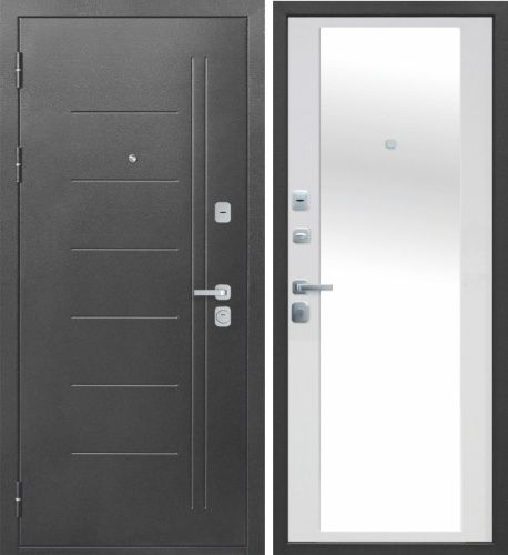 Входная дверь Феррони 9 см Серебро Зеркало Эмалит белый Входная дверь Феррони 9 см Серебро Зеркало Эмалит белый