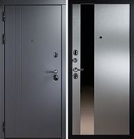 Входная дверь СТР-17 Силк Титан/Алюминий тисненый с зеркалом