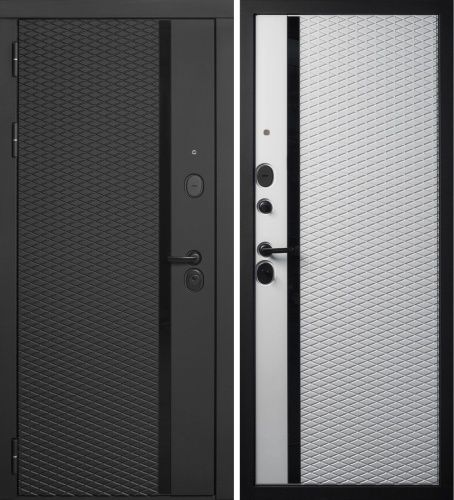 Входная дверь СТР-РОМБ Антрацит софт/Черный муар-Софт белый Входная дверь СТР-РОМБ Антрацит софт/Черный муар-Софт белый