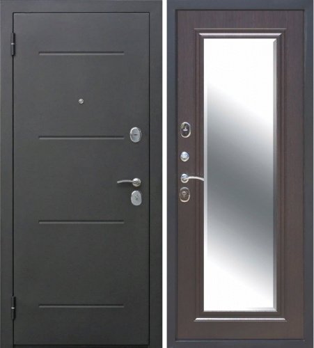 Входная дверь 7,5 см Гарда Серебро Зеркало Фацет МДФ Венге Входная дверь 7,5 см Гарда Серебро Зеркало Фацет МДФ Венге