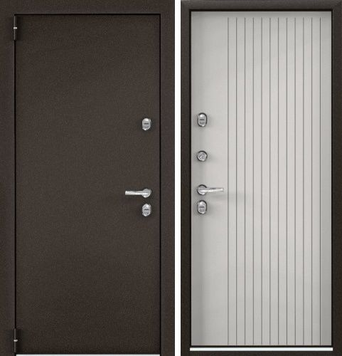 Входная термодверь Snegir PRO Букле коричневый - Бьянко S60-L1 с двойным листом металла Входная термодверь Snegir PRO Букле коричневый - Бьянко S60-L1 с двойным листом металла