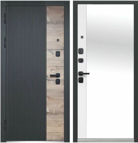 Люксор 2МДФ Дуб Вертикаль зеркало МДФ Канадский дуб пацифик/Сатин черный - Эмалит белый со встроенным зеркалом в пол Люксор 2МДФ Дуб Вертикаль зеркало МДФ Канадский дуб пацифик/Сатин черный - Эмалит белый со встроенным зеркалом в пол