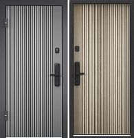 Дверь с электронным замком Cyber CBR-06 ПВХ Синхропоры титан - Астана (закрывание без ключа No key - открывание отпечатком пальцев, кодом, картой)