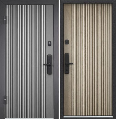 Дверь с электронным замком Cyber CBR-06 ПВХ Синхропоры титан - Астана (закрывание без ключа No key - открывание отпечатком пальцев, кодом, картой)